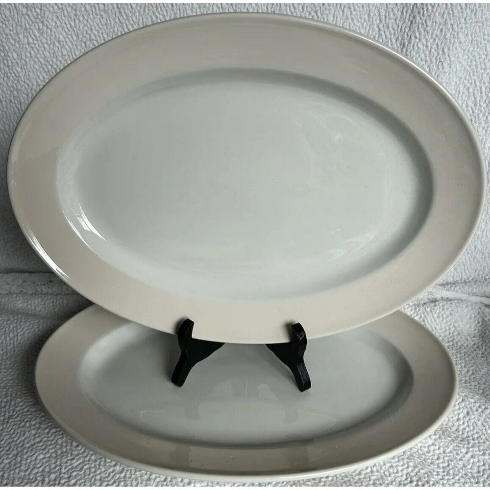 Mayer China (2) Large Size Platter w/light Peach/pink  Rim Vintage 1985 USA